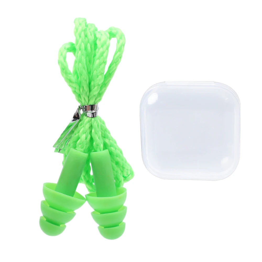 Silicone Corded Ear Plug Protector Anti Lost Reusable Hearing Protection Noise Reduction Safe Swimming Work Earplugs With Rope