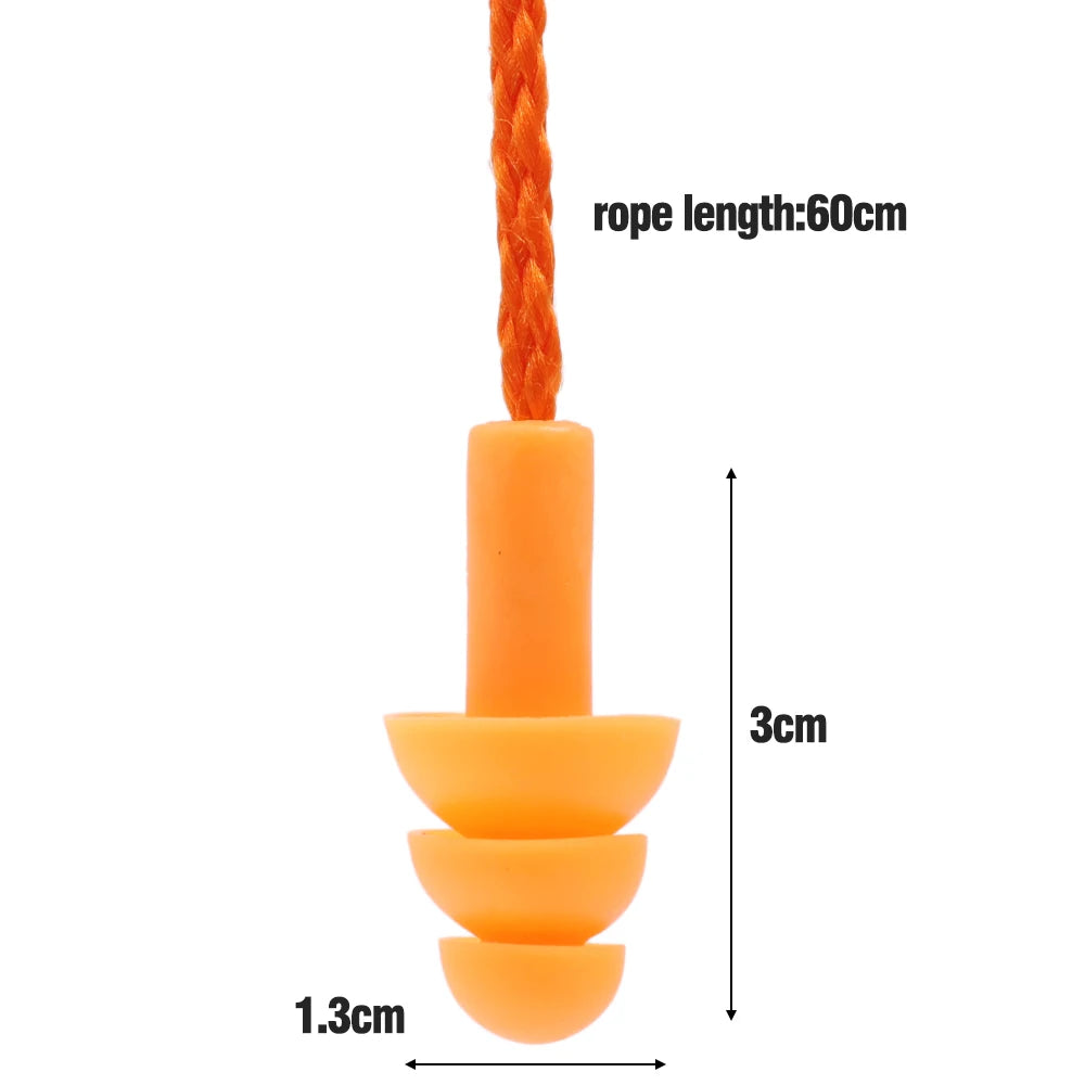 Silicone Corded Ear Plug Protector Anti Lost Reusable Hearing Protection Noise Reduction Safe Swimming Work Earplugs With Rope