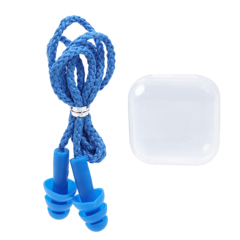 Silicone Corded Ear Plug Protector Anti Lost Reusable Hearing Protection Noise Reduction Safe Swimming Work Earplugs With Rope
