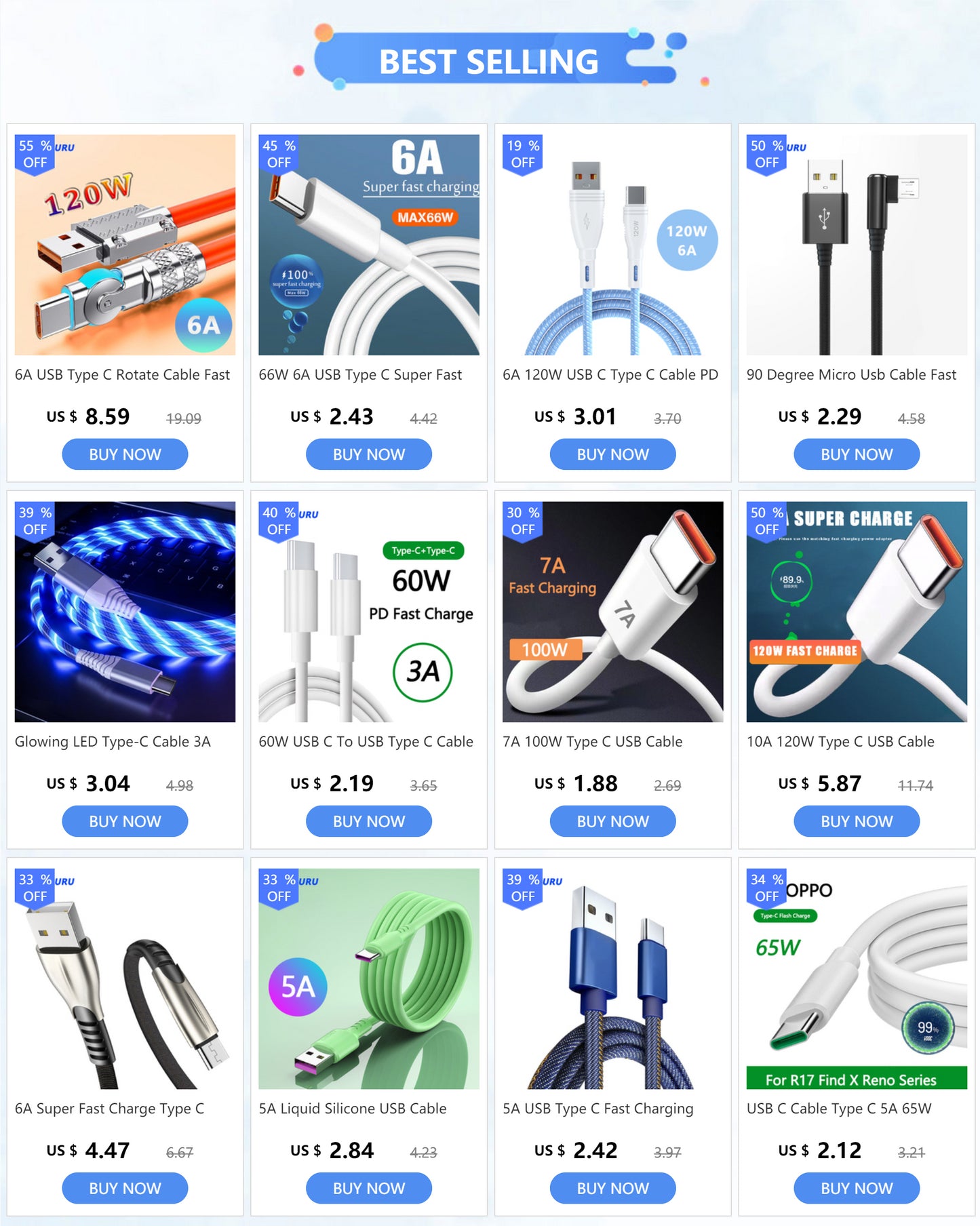 7A 100W Type C USB Cable Super-Fast Charge Cable for Huawei Mate 40 30 Xiaomi Samsung Fast Charging USB Charger Cables Data Cord