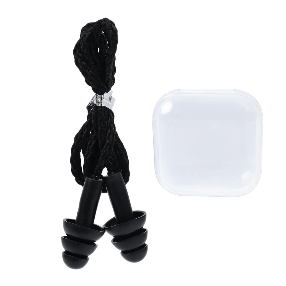 Silicone Corded Ear Plug Protector Anti Lost Reusable Hearing Protection Noise Reduction Safe Swimming Work Earplugs With Rope