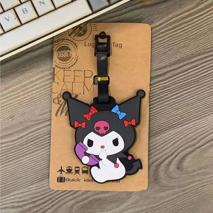 Travel Accessories Luggage Tag Sanrio Cartoon Kuromi Cinnamoroll Hangyodon PVC Suitcase Baggage Boarding Tags Portable Label