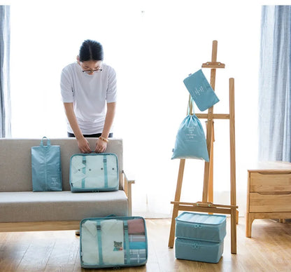 7-piece Set Travel Bag Organizer Clothes Luggage Travel Organizer Blanket Shoes Organizers Bag Suitcase Pouch Packing Cubes