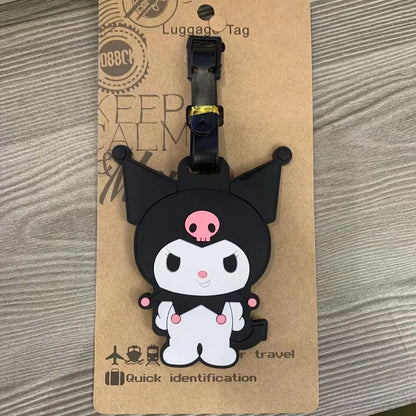 Travel Accessories Luggage Tag Sanrio Cartoon Kuromi Cinnamoroll Hangyodon PVC Suitcase Baggage Boarding Tags Portable Label