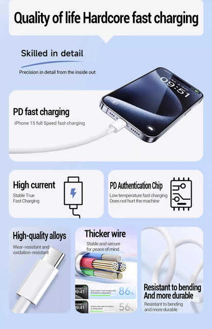PD 20W Fast charger Cable For iphone 15 14 13 12 11 Pro Max X XS XR 8 7 6 6S Cell Phone Charger Charging Cable Accessories