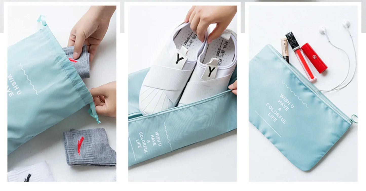 7-piece Set Travel Bag Organizer Clothes Luggage Travel Organizer Blanket Shoes Organizers Bag Suitcase Pouch Packing Cubes