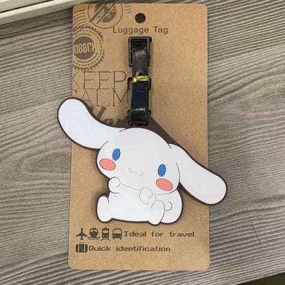 Travel Accessories Luggage Tag Sanrio Cartoon Kuromi Cinnamoroll Hangyodon PVC Suitcase Baggage Boarding Tags Portable Label