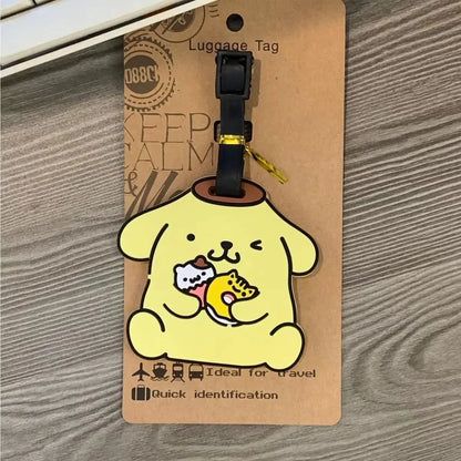 Travel Accessories Luggage Tag Sanrio Cartoon Kuromi Cinnamoroll Hangyodon PVC Suitcase Baggage Boarding Tags Portable Label